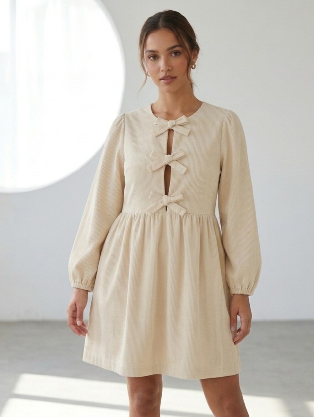 NWT Böhme Tyler Peplum Corduroy Mini Dress XL Cream